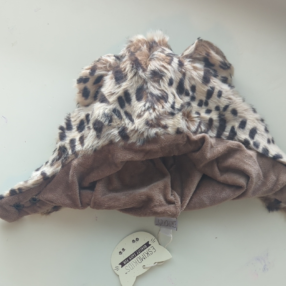Eskimo Kids Cheetah Print Faux Fur Toddler Hat‎